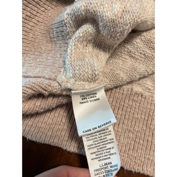 L.L. Bean Cotton Linen Oversized Oat Color Turtleneck Sweater - Picture 4 of 6